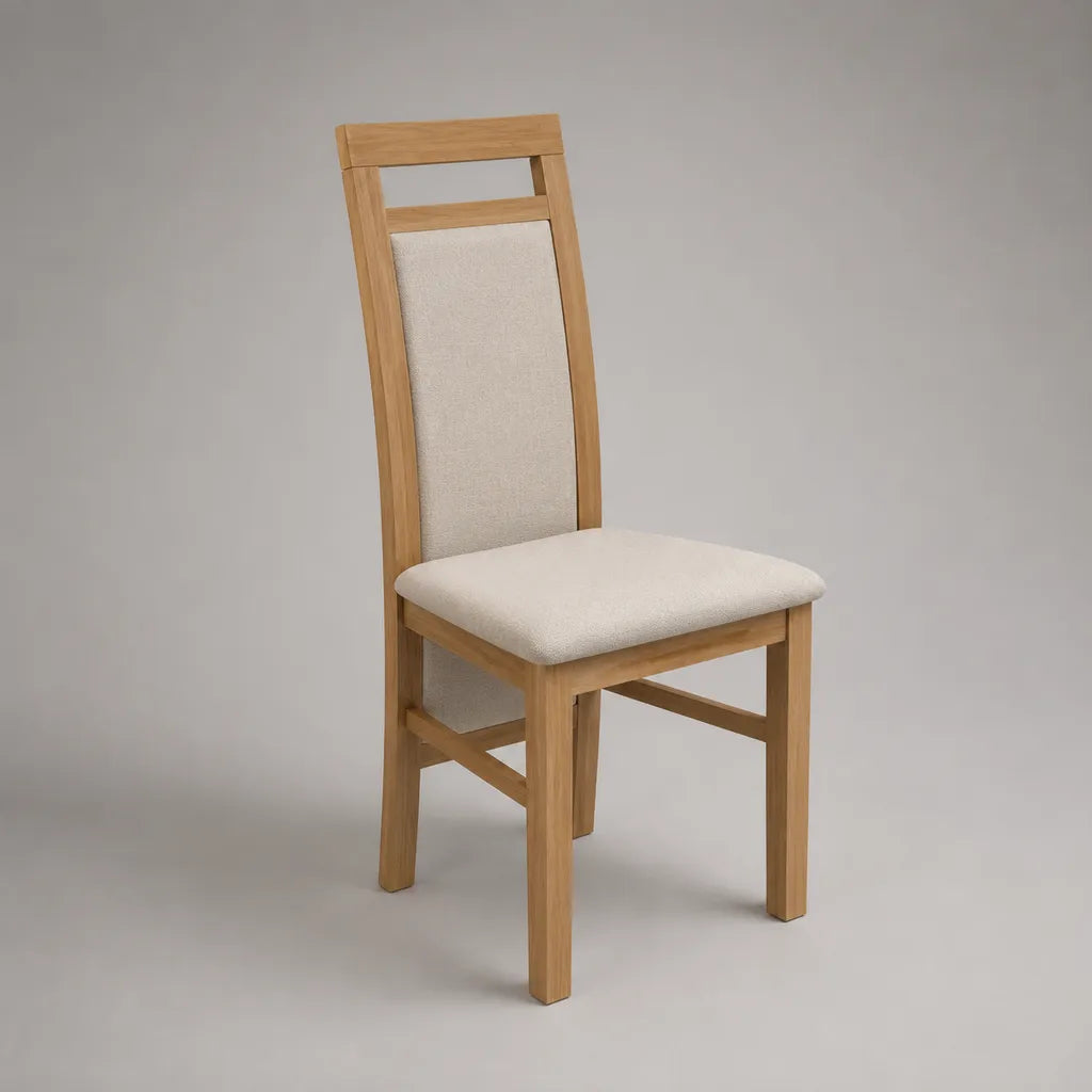 Sedia da pranzo imbottita in legno massello, crema e marrone chiaro, 45 x 52 x 100 cm