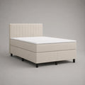 Letto matrimoniale continentale imbottito in tessuto beige crema 160 x 200 cm con testiera, materasso e sovramaterasso