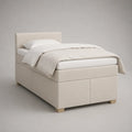 Letto singolo imbottito in poliestere beige, 105 x 215 x 110 cm, per materasso 90 x 200 cm