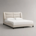 Letto matrimoniale imbottito in poliestere beige 180 × 218 × 116 cm, per materasso 160 × 200 cm