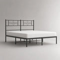 Letto matrimoniale in metallo nero per materasso 160 x 200 cm con testiera geometrica, 208 x 166 x 100 cm