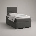 Letto boxspring singolo in poliestere grigio scuro 90 × 200 cm con testiera, materasso e topper