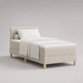 Letto singolo imbottito beige con rete a doghe, 99 x 213 x 105 cm, per materasso 90 x 200 cm